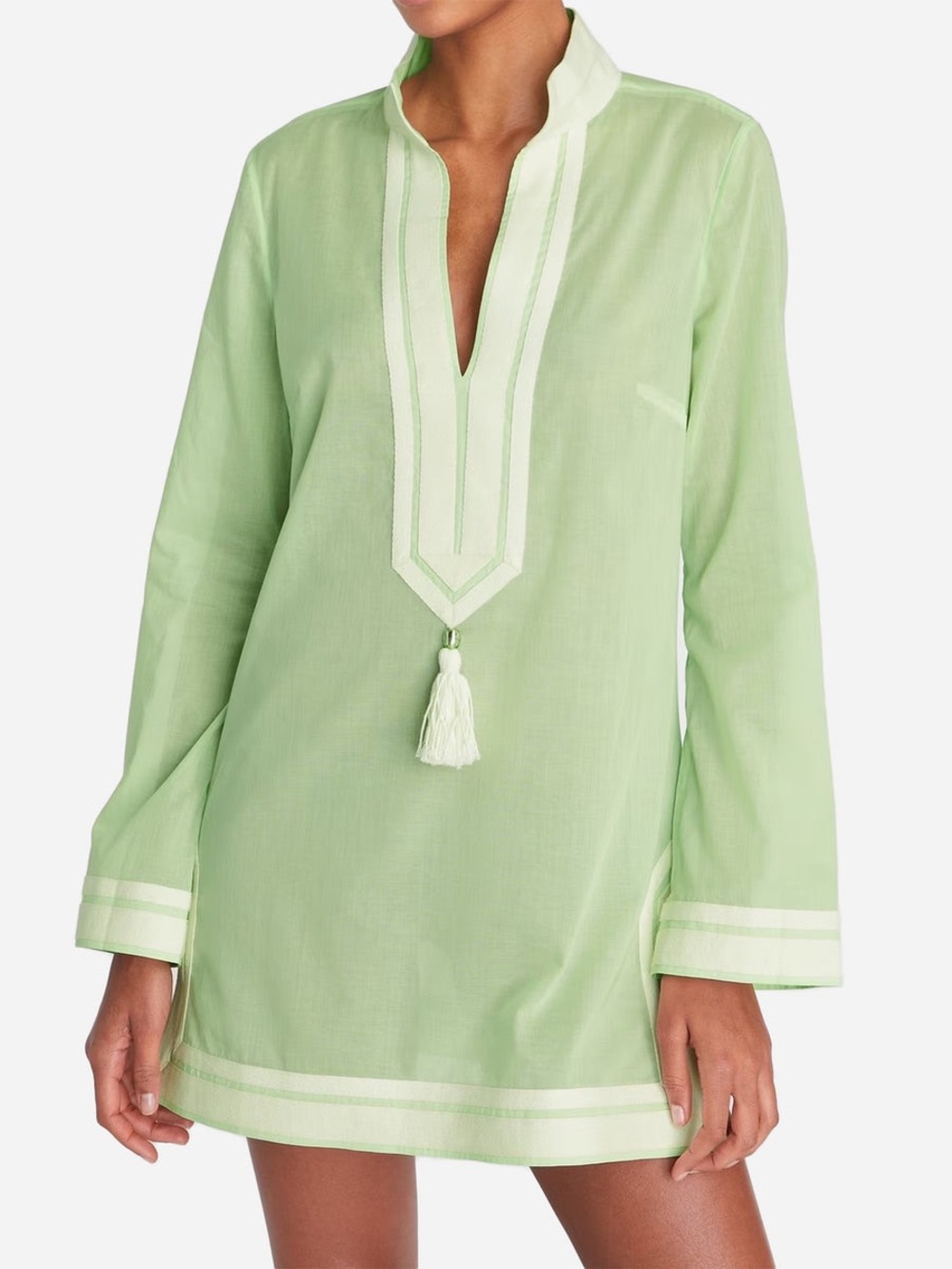 NWT Tory Burch Cotton Tunic Caftan Bright Mint Resort Swim Cover Up